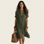 Nidalie | Women's Cotton-Linen Midi Shirt Dress