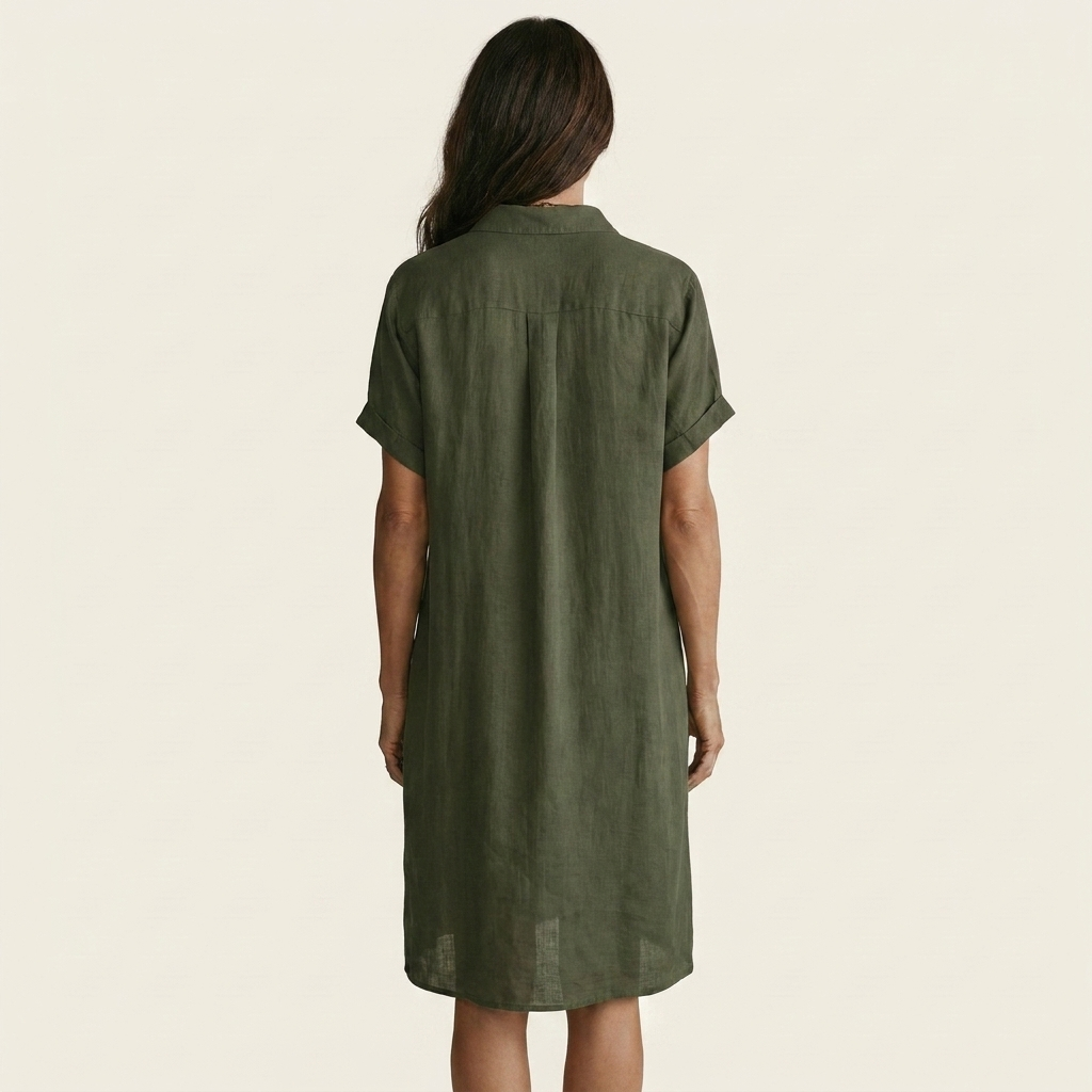 Nidalie | Women's Cotton-Linen Midi Shirt Dress