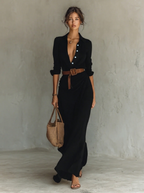 Ellis | Women's Belted Shirt Maxi Dress