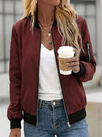 Delphine | Women's Bomber Jacket with Zip & Pockets
