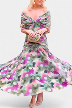 Elegant Off-Shoulder Maxi Dress, Flowy Women’s Dress with Sophisticated Style
