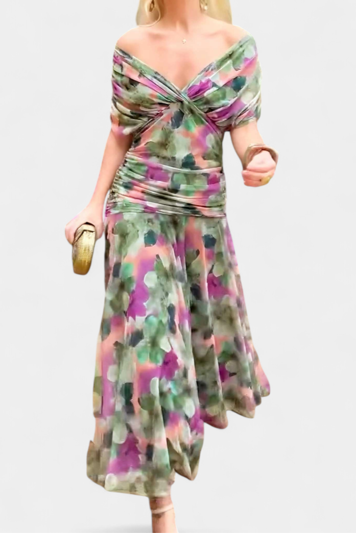 Elegant Off-Shoulder Maxi Dress, Flowy Women’s Dress with Sophisticated Style