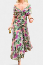 Elegant Off-Shoulder Maxi Dress, Flowy Women’s Dress with Sophisticated Style