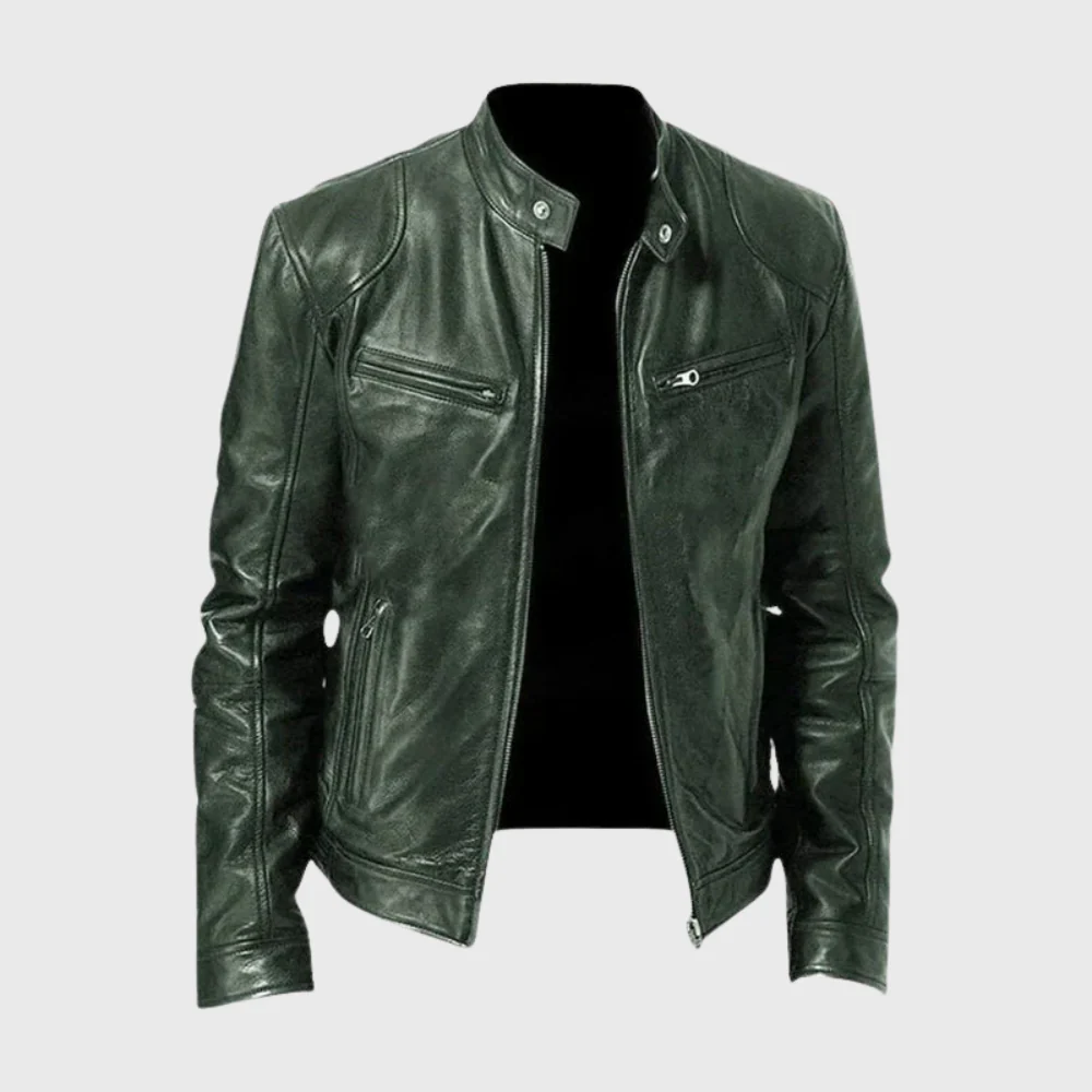 Marcus | Men's Black Leather Moto Jacket