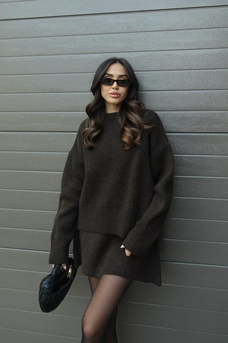 Delilah | Women's Oversized Knit Sweater and Skirt Set