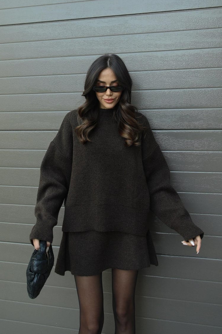 Delilah | Women's Oversized Knit Sweater and Skirt Set