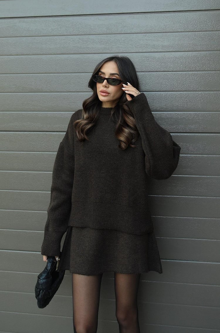 Delilah | Women's Oversized Knit Sweater and Skirt Set