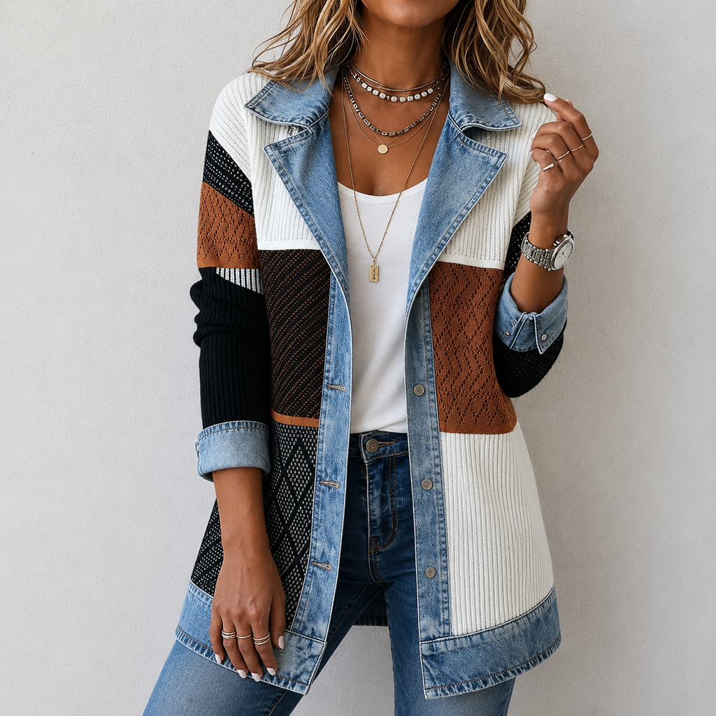 Kristen | Women's Relaxed Denim Knit Jacket