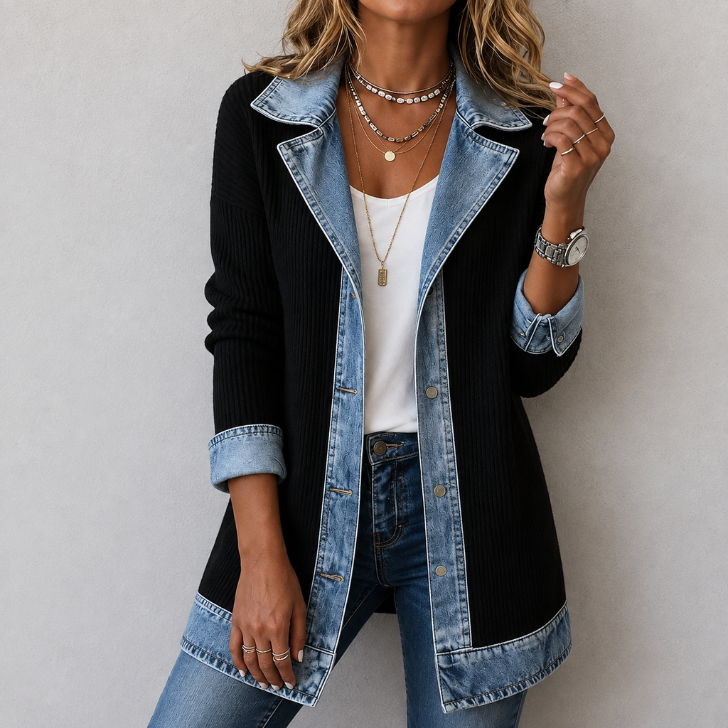 Kristen | Women's Relaxed Denim Knit Jacket