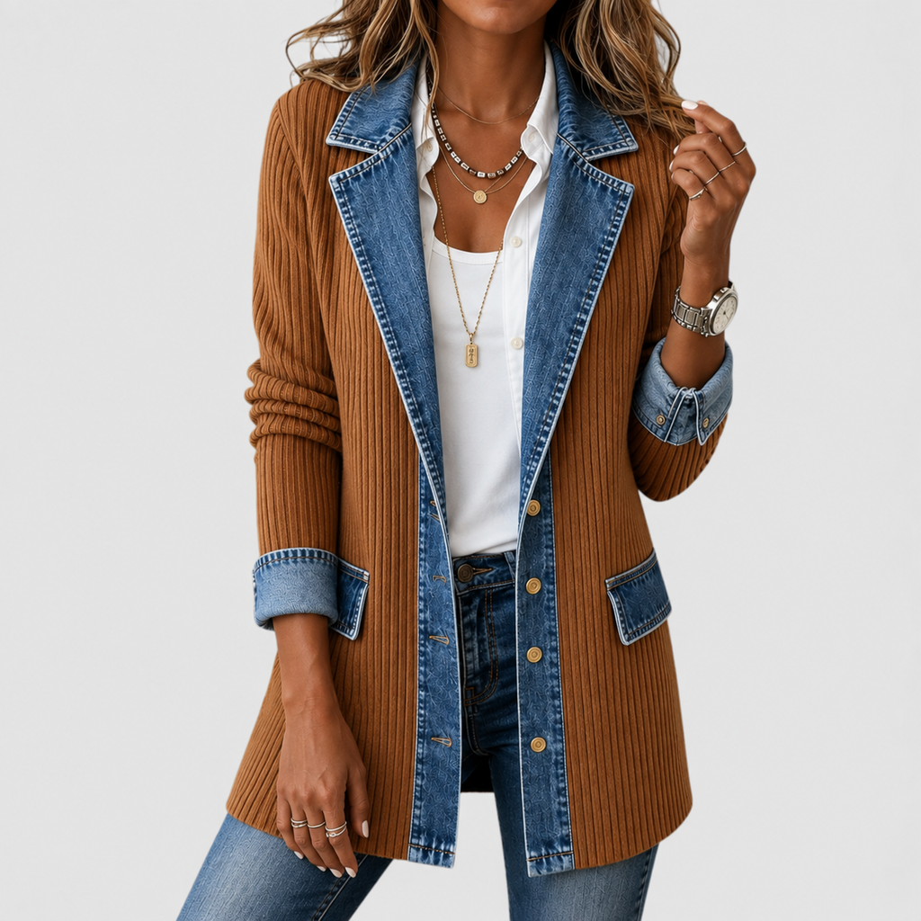 Kristen | Women's Relaxed Denim Knit Jacket
