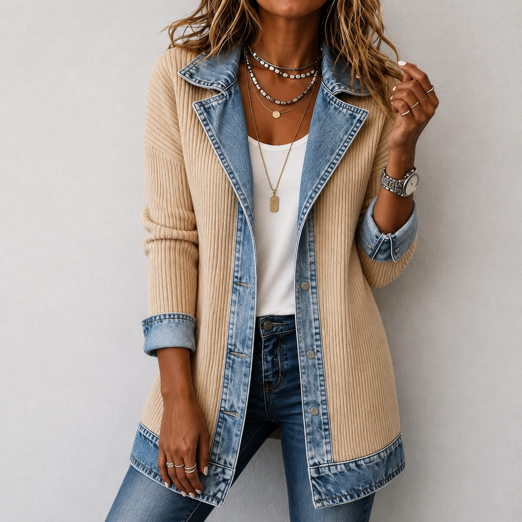 Kristen | Women's Relaxed Denim Knit Jacket