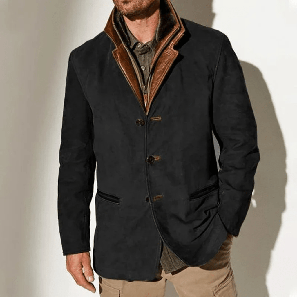 Granford | Men's Suede Blazer Jacket with Leather Trim
