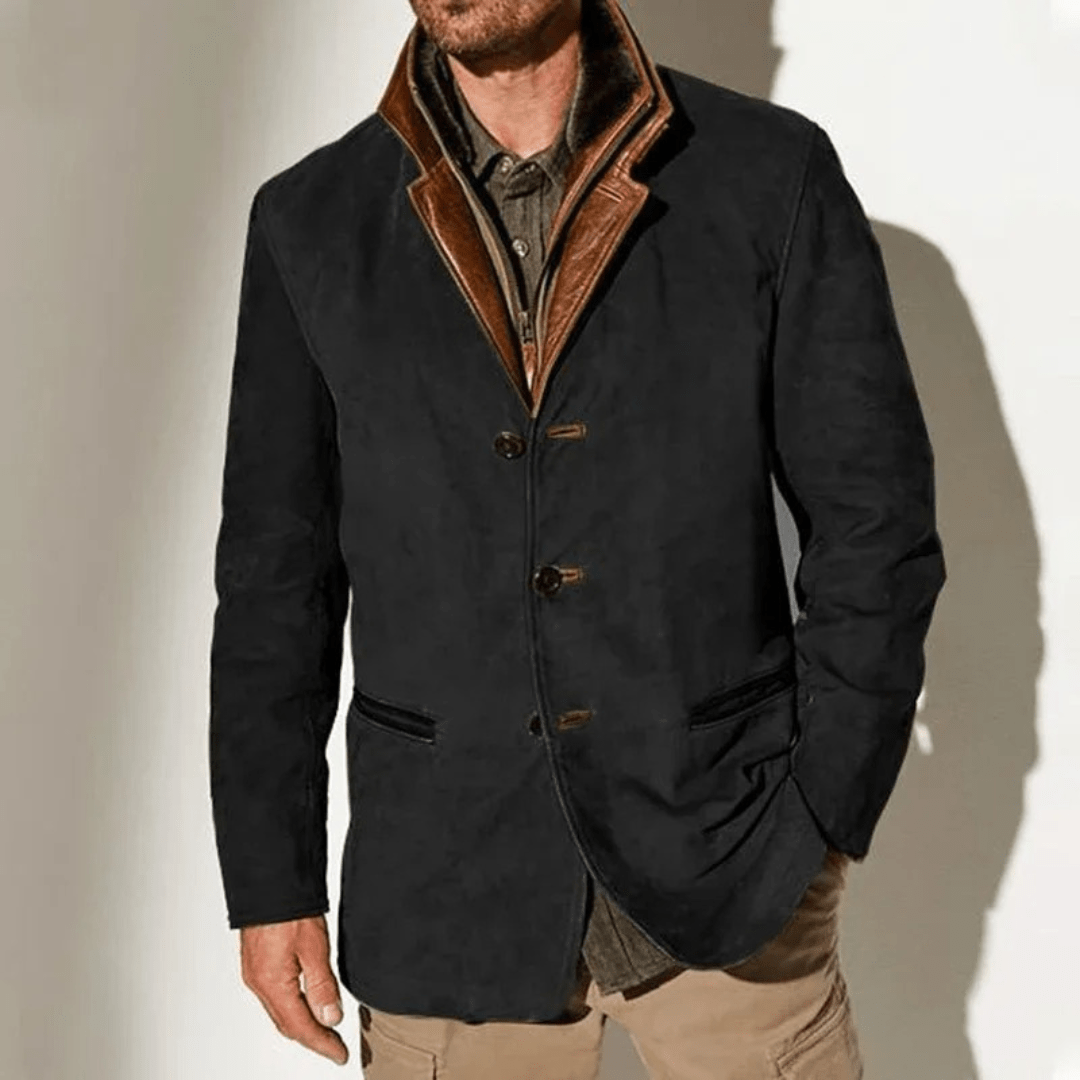 Granford | Men's Suede Blazer Jacket with Leather Trim