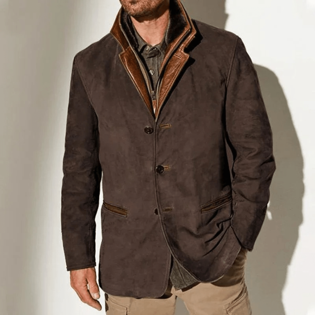 Granford | Men's Suede Blazer Jacket with Leather Trim
