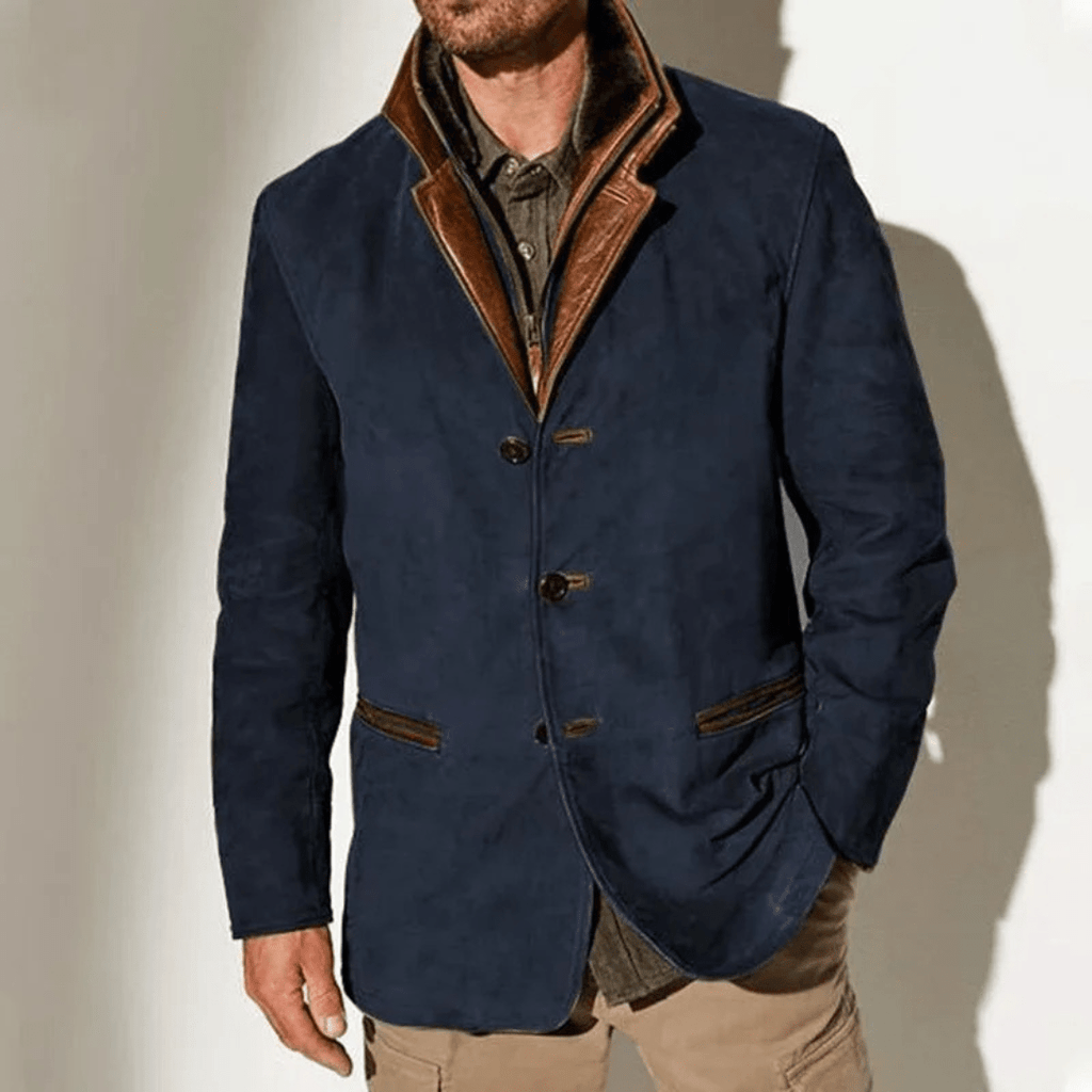 Granford | Men's Suede Blazer Jacket with Leather Trim