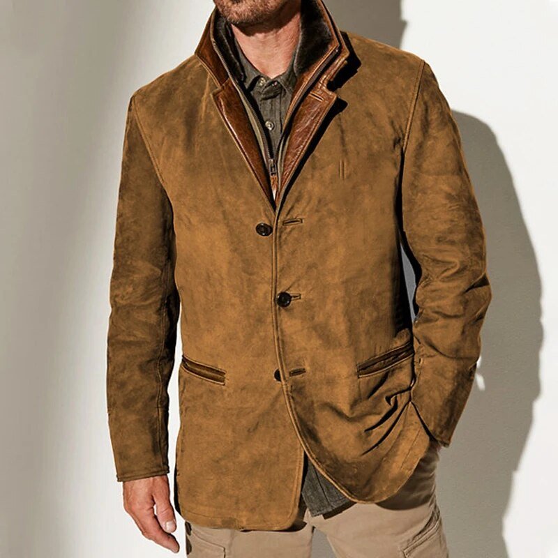 Granford | Men's Suede Blazer Jacket with Leather Trim