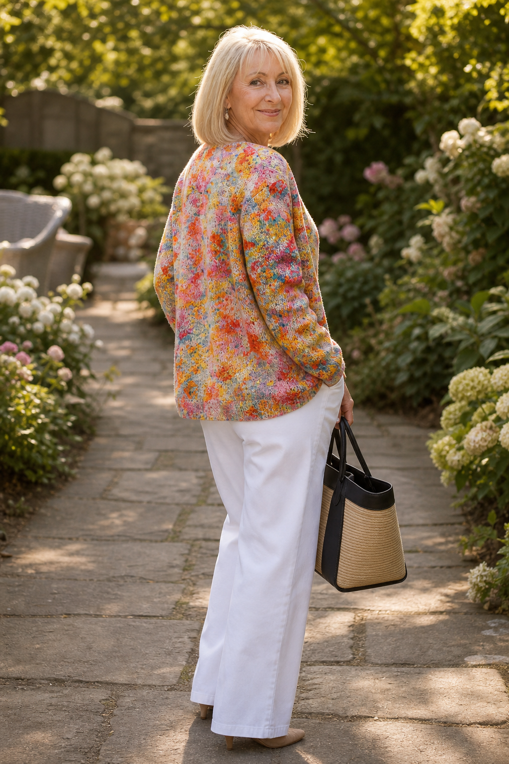 Helena | Women Floral Print Cardigan Open Front Soft Knit
