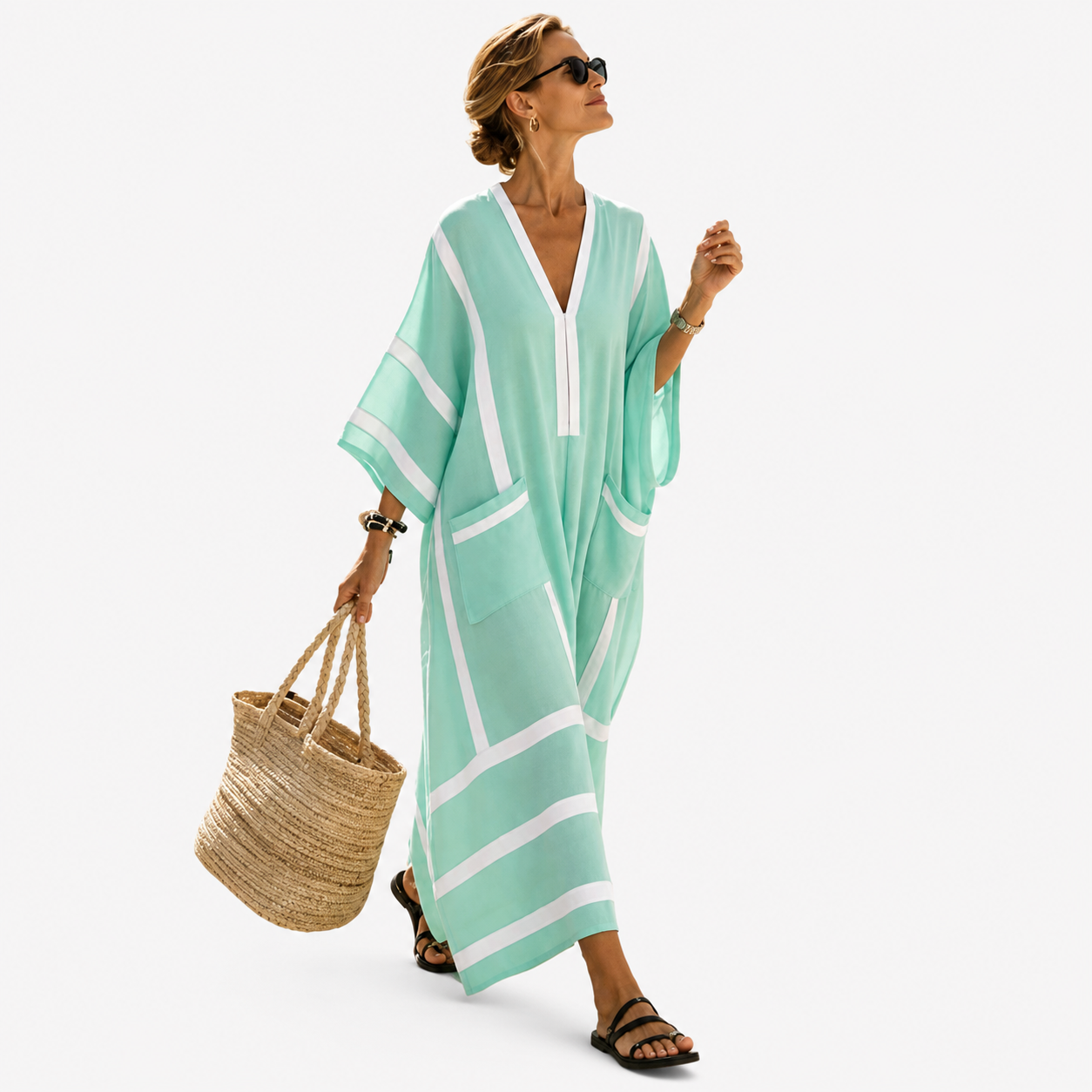 Clara | Women's Striped V-Neck Maxi Dress