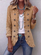 Livia | Women's Ruffle-Trim Linen Blazer