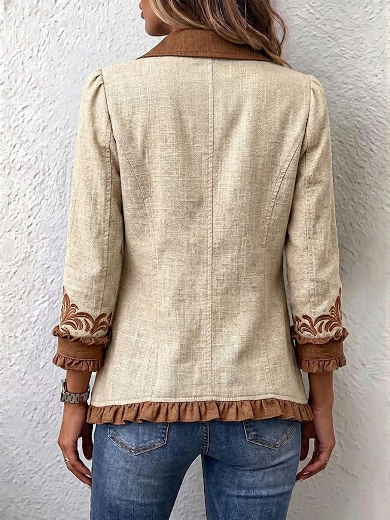 Livia | Women's Ruffle-Trim Linen Blazer