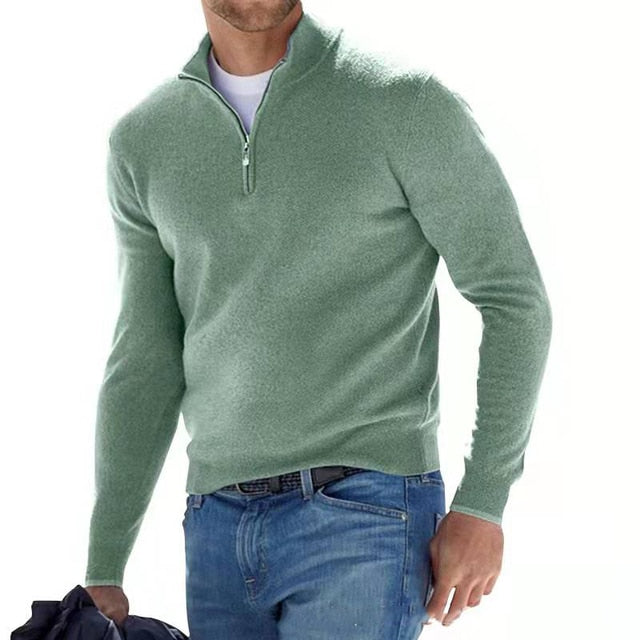 Pull col V homme zippé à maille aspect mérinos, coupe regular 8