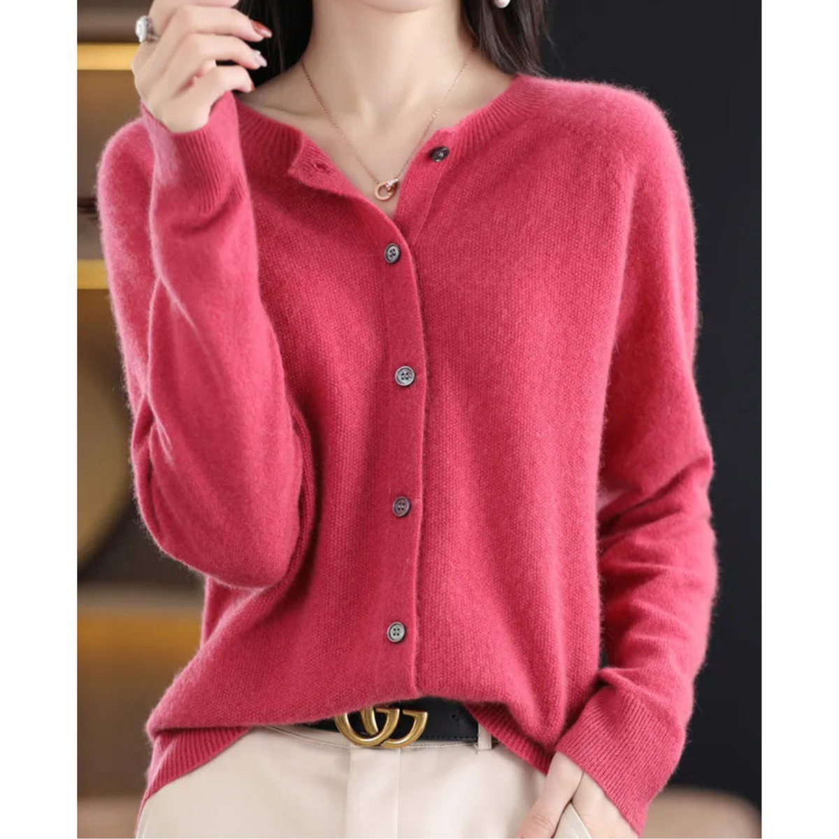 Pull femme en laine mérinos doux et chaud à boutons 5