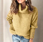 Leila | Women's Cowl Neck Sweater with Button Cuff