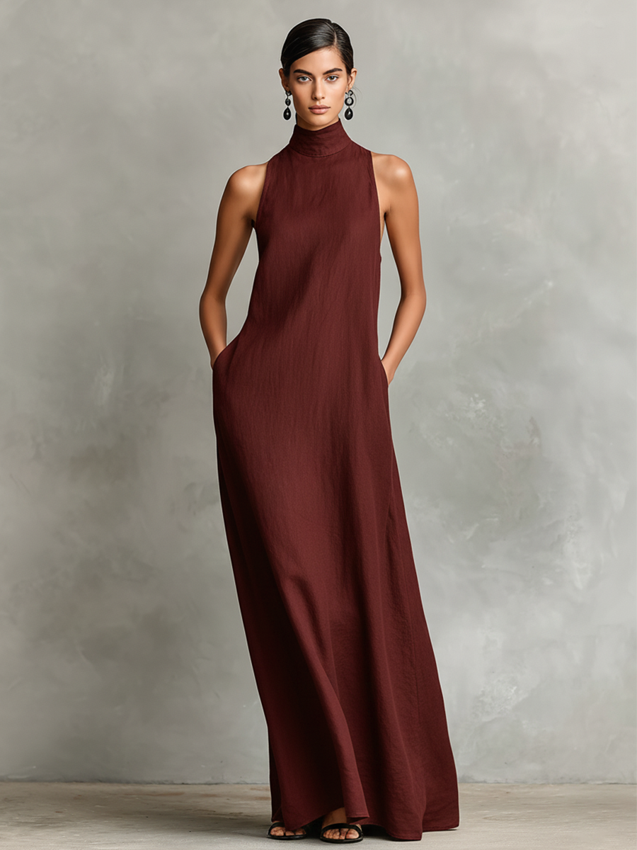 Juliet | Women's Sleeveless Turtleneck Maxi Dress