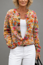 Helena | Women Floral Print Cardigan Open Front Soft Knit