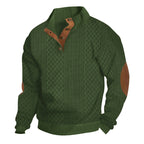 Hollis | Men's Cable Knit Sweater with Leather Elbow Patches