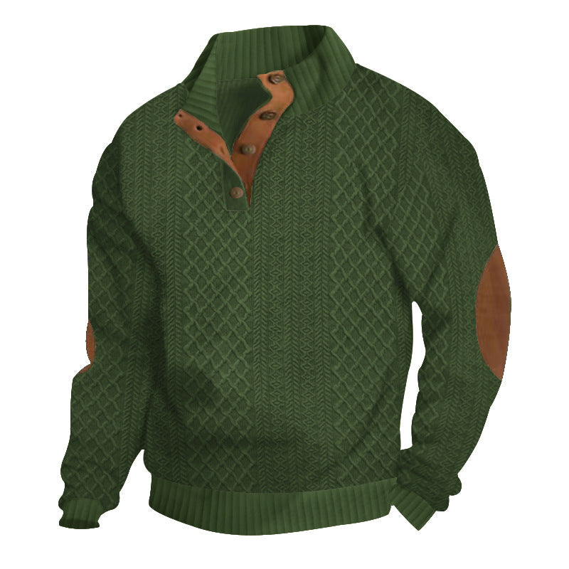 Hollis | Men's Cable Knit Sweater with Leather Elbow Patches