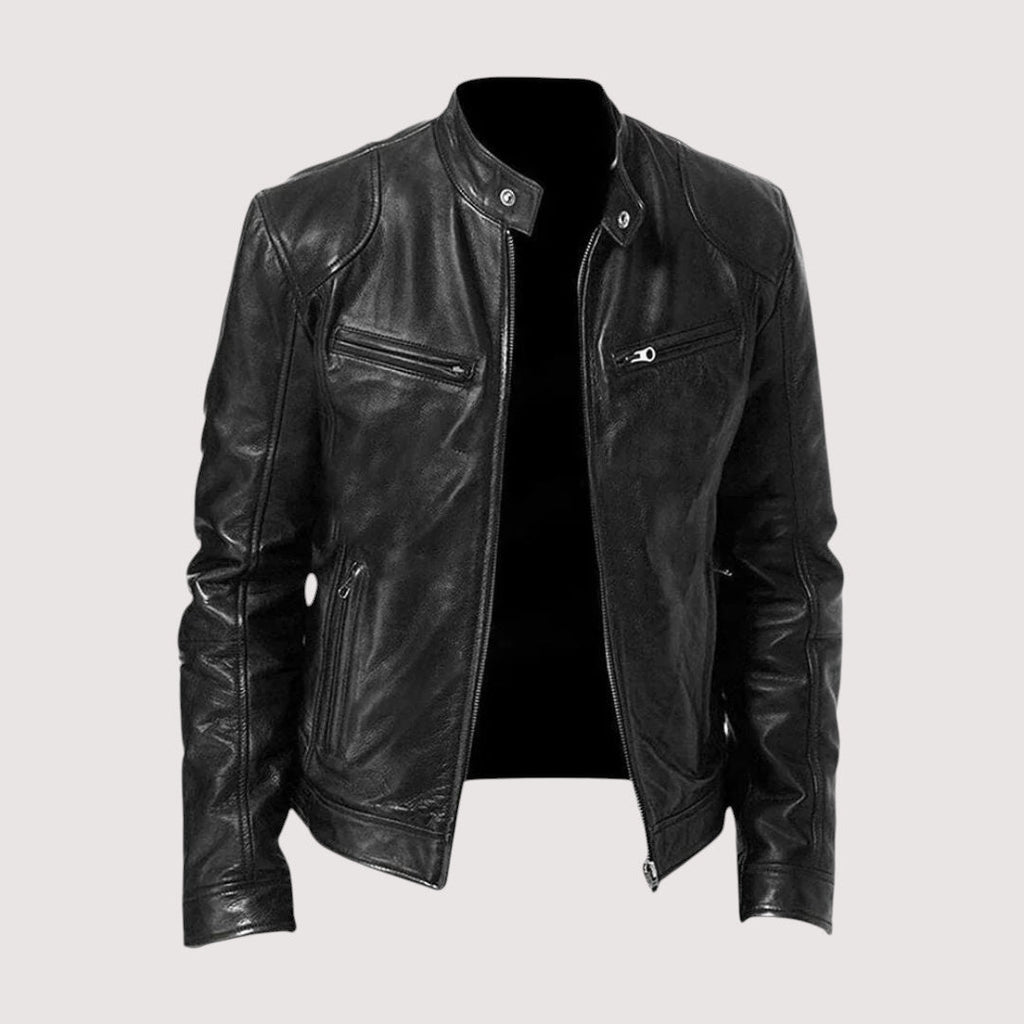 Veste en cuir homme coupe ajustée à lignes épurées et doublure douce 10