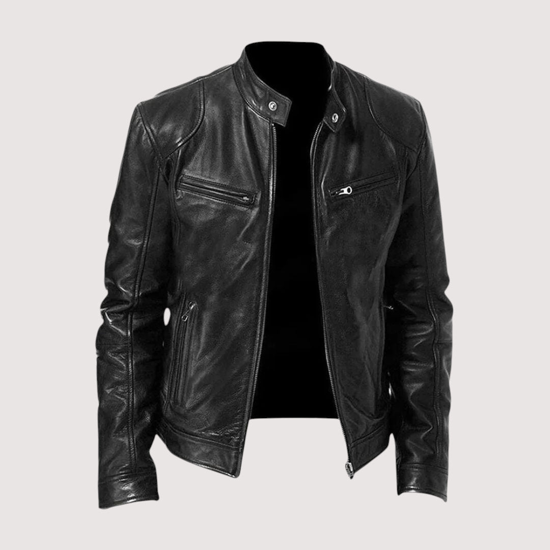 Veste en cuir homme coupe ajustée à lignes épurées et doublure douce 10