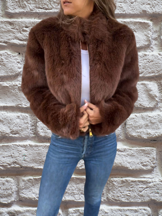 Veste mi-saison femme chaude à col montant et fermeture zippée 6