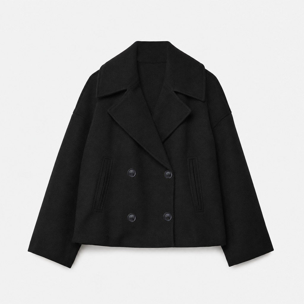 Veste mi-saison femme courte croisée à double boutonnage et poches 5