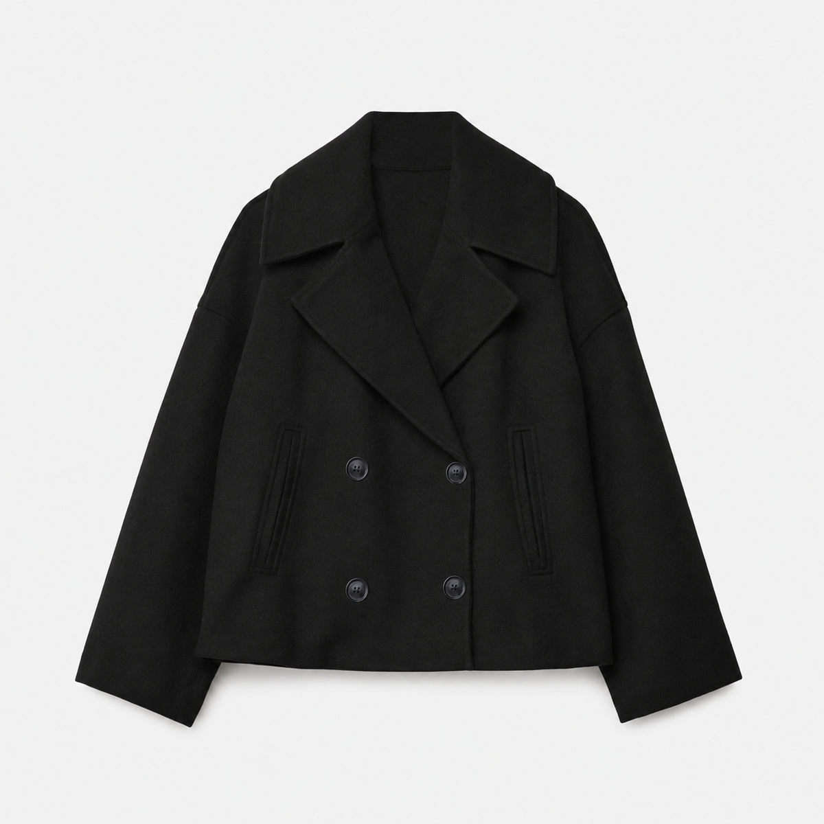 Veste mi-saison femme courte croisée à double boutonnage et poches 5