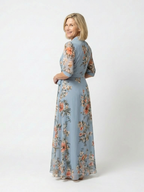 Stylish wrap maxi dress women floral V-neck soft flowy wear