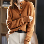 Women's Cashmere Blend Button-Front Knit Cardigan - Dark Blue