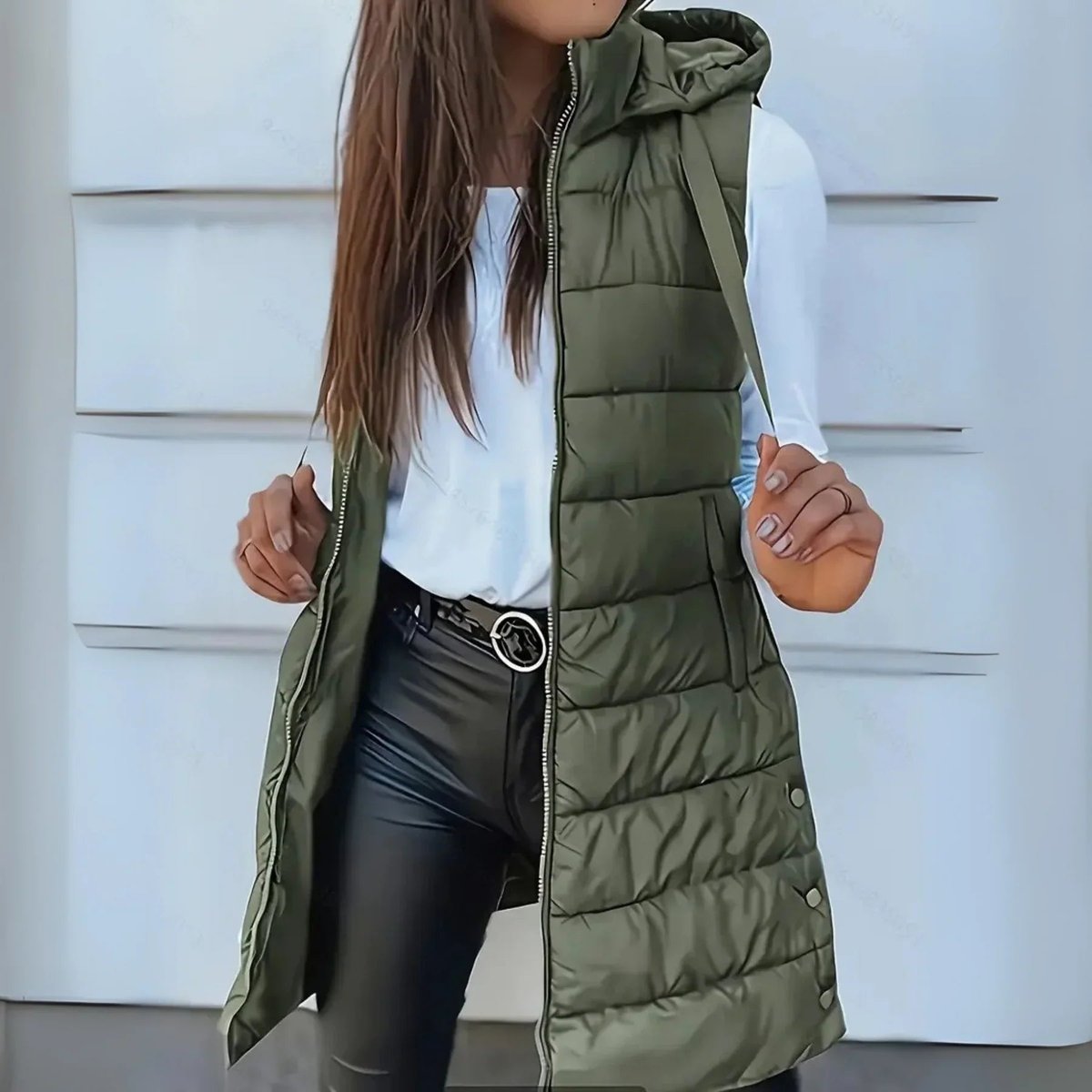 Amelie | Women's Longline Hooded Puffer Vest