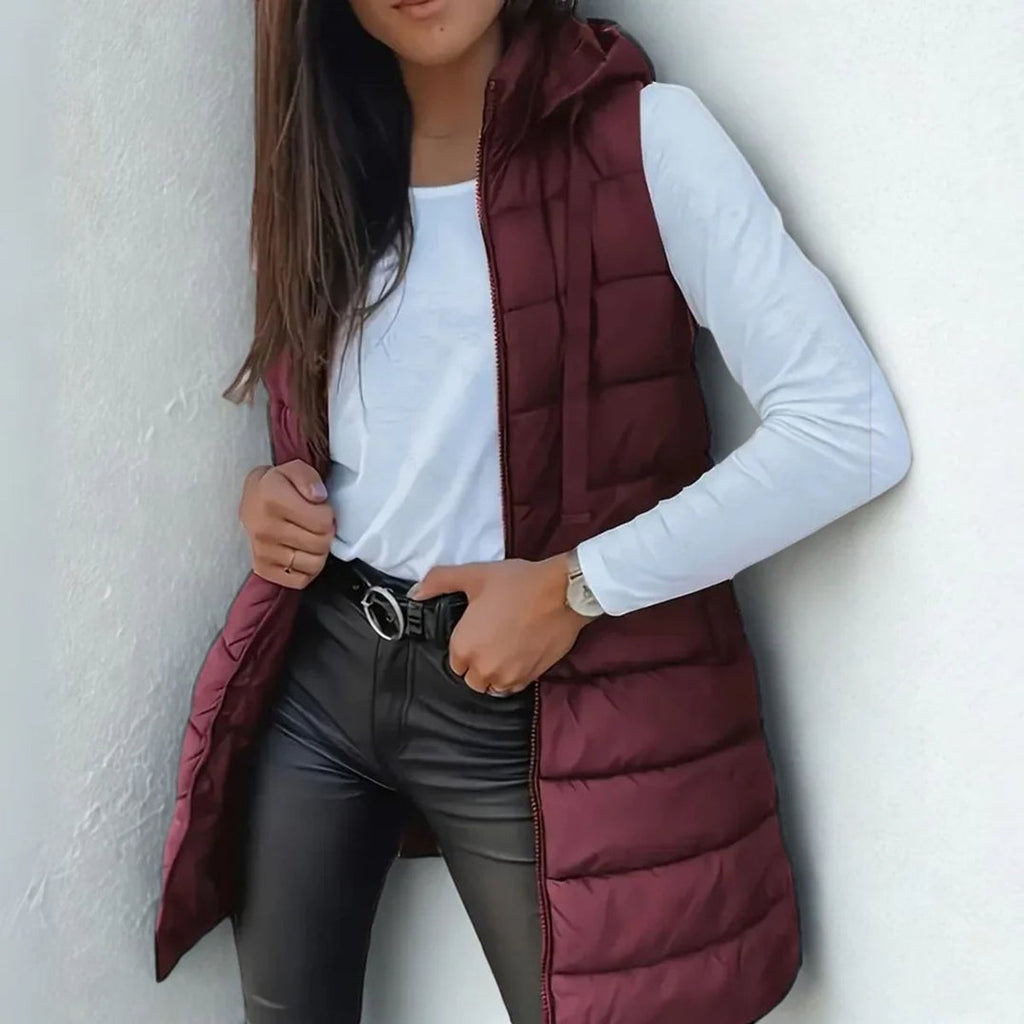 Amelie | Women's Longline Hooded Puffer Vest