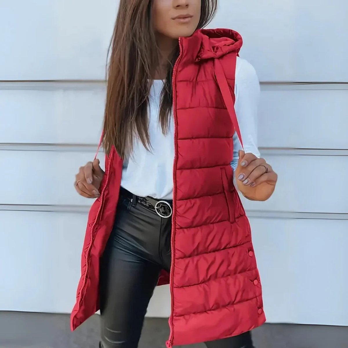 Amelie | Women's Longline Hooded Puffer Vest