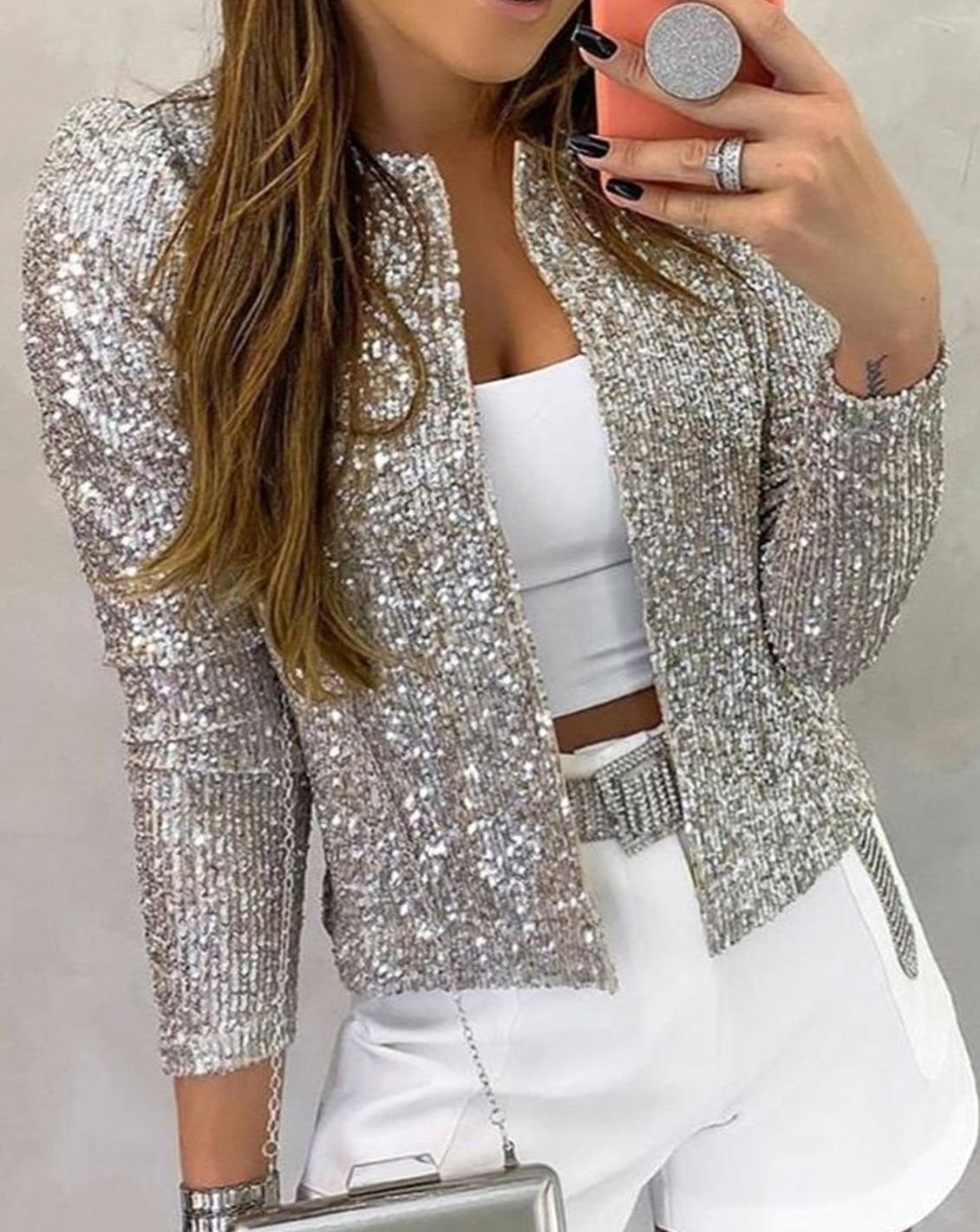 Annika | Women's Open-Front Sequin Blazer