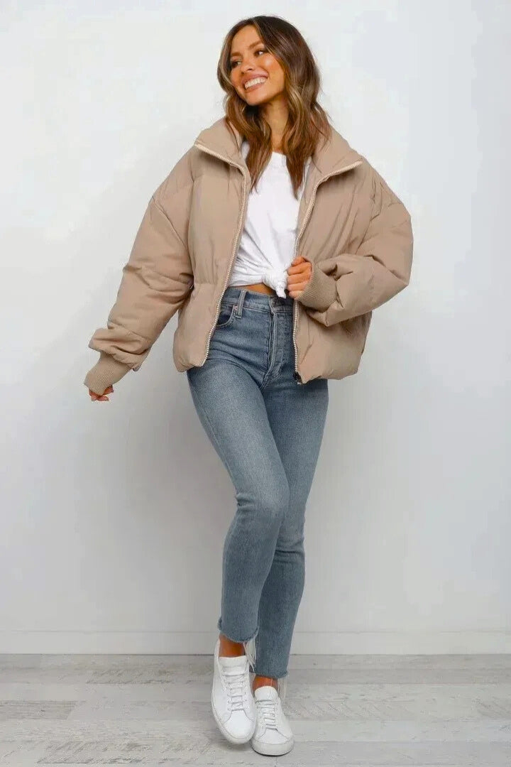 Isabelle | Women Quilted Puffer Jacket Cropped Zip