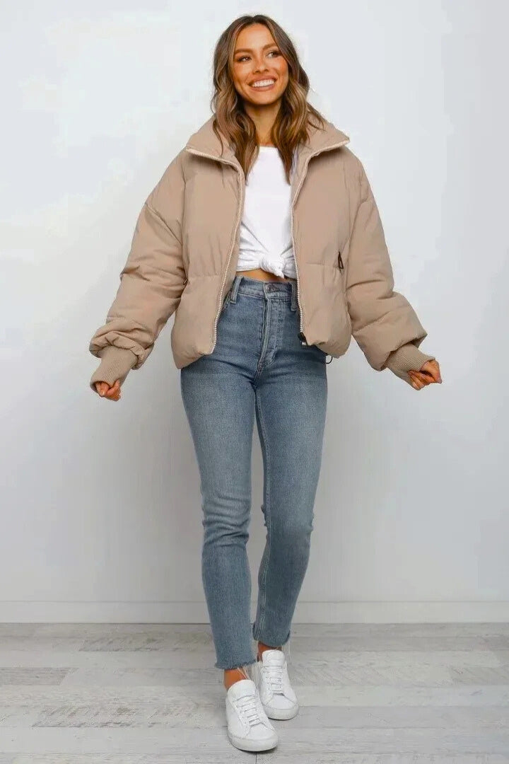 Isabelle | Women Quilted Puffer Jacket Cropped Zip