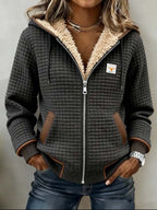Women's Sherpa-Lined Quilted Jacket Full-Zip Hooded Fleece