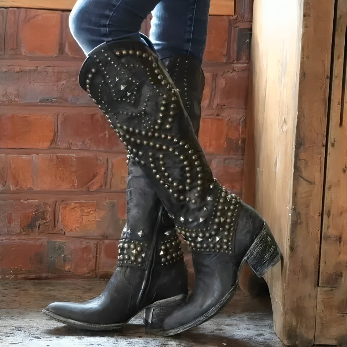 Claudia | Women's Studded Western Knee-High Boots