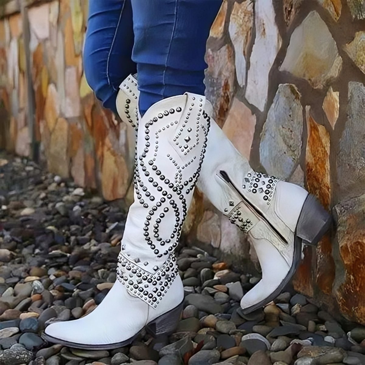Claudia | Women's Studded Western Knee-High Boots
