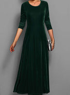 Andrea | Women's Velvet Long Sleeve Maxi Dress