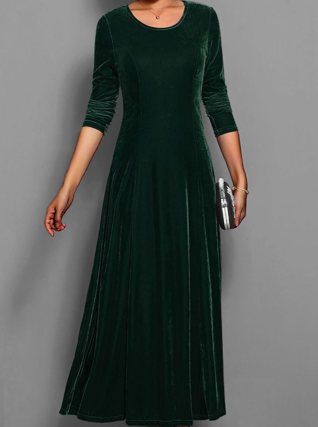 Andrea | Women's Velvet Long Sleeve Maxi Dress