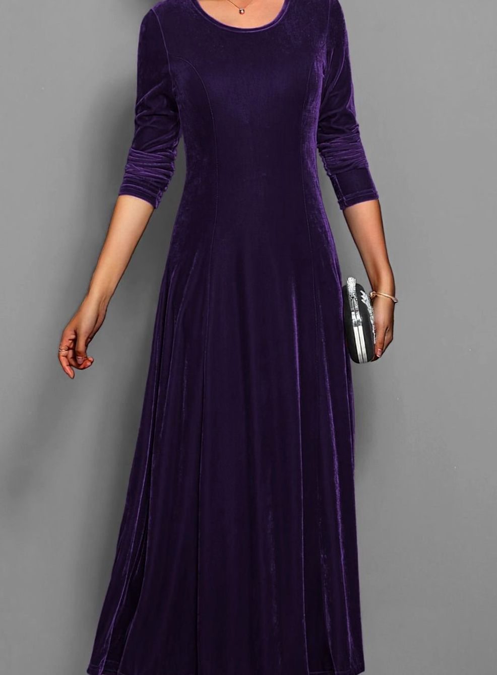 Andrea | Women's Velvet Long Sleeve Maxi Dress
